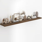 Fun Memories 72 Inch Long Floating Shelves for Wall, 72x9.3 Large Floating Shelf for Bedroom, Kitchen, Bathroom, Wall Mounted Rustic Wood Shelves with Invisible Bracket for Books, Decor, Walnut by FunMemories