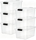 20 Quart Plastic Stackable Storage Totes with Lids, Totes, Clear, 6 Pack by Unknown