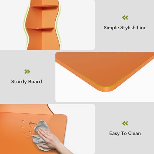LITTLE TREE Small Corner Shelf, Modern 5-Tier Wall Corner Bookshelf, Stylish Bookcase Storage Rack for Small Space, Living Room, Bedroom, Orange, 2 Pack - Image 7