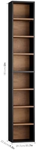 FOTOSOK 2 Pcs 71'' Tall Narrow Bookshelf, 8-Tier Media Tower Rack Set of 2 - Image 3