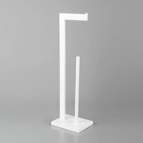 GERZWY SUS 304 Stainless Steel Toilet Paper Stand with Reserve, Free Standing Toilet Paper Holder, White by GERZWY