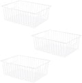 16" L x 12" W Wider Freezer Storage Organizer Baskets Container, Metal Wire Chest Upright Refrigerator Divider Bins with Built-in Handles for Cabinet, Pantry, Closet, Kitchen（3 Pack） by Y.Z.Bros