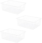 16" L x 12" W Wider Freezer Storage Organizer Baskets Container, Metal Wire Chest Upright Refrigerator Divider Bins with Built-in Handles for Cabinet, Pantry, Closet, Kitchen（3 Pack） by Y.Z.Bros