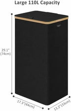 IEGrow Laundry Hamper with Lid,85L Laundry Basket with Mesh Bags,Black - Image 2