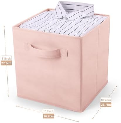 MaidMAX Fabric Storage Bins 10.5×10.5×11, Foldable Cloth Cube Storage, Pink - Image 4