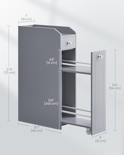 VASAGLE Small Bathroom Storage Cabinet, with Slide Out Drawers，Dove Gray - Image 3