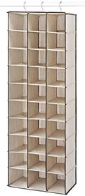 Whitmor 30 Sections Hanging Clothes Closet Shoe Organizer, Space Saving Breathable Fabric Shoe Storage for Bedroom, Laundry, Dorm, Beige by Whitmor