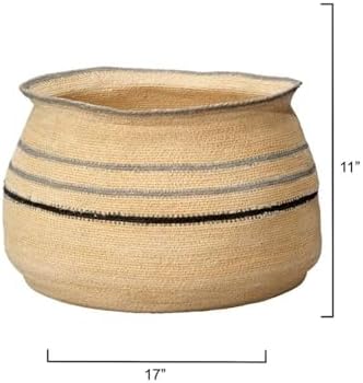 Maklaine Handwoven Natural Seagrass Jute Decorative Basket, 14 in Diameter, Sustainably Harvested, Unique Weaving Patterns, Indoor Use Only, Natural Finish, Artisan Craft for Home Décor Displays - Image 2