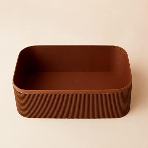 LA JOLIE MUSE Decorative Storage Boxes with Lids Faux Leather, Brown 3 Pack - Image 3