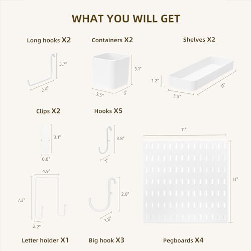 VUSIGN Pegboard Combination Wall Organizer Kit 22" x 22", White - Image 3