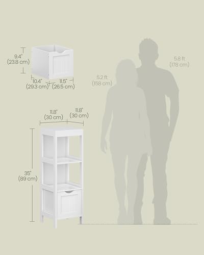 VASAGLE Bathroom Floor Cabinet, 2 Drawers, 35" H, Cloud White - Image 3
