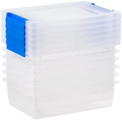 Set Of 6 Stackable 2.4 Quart Storage Bins With Latching Lids, Clear Plastic Containers With Secure Closures & Side Handles For Crafts, Office & Home Organization - Image 7