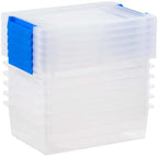 Set Of 6 Stackable 2.4 Quart Storage Bins With Latching Lids, Clear Plastic Containers With Secure Closures & Side Handles For Crafts, Office & Home Organization - Image 7