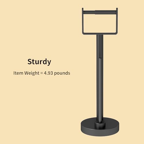 YUMORE Toilet Paper Holder Stand with Storage Weighted Base, Matte Black - Image 3