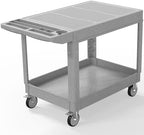 Plastic Utility Cart on Wheels, Large Flat Top Rolling Service Cart-Gray by WanmwillToolOrganizer