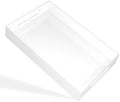 White Tray 15×10" with Cut Handles - Spill Proof Decorative Tray is an Ideal Countertop Organizer for Living Rooms, Ottoman Coffee Tables, Offices, Kitchens & Serving Guests by Unknown