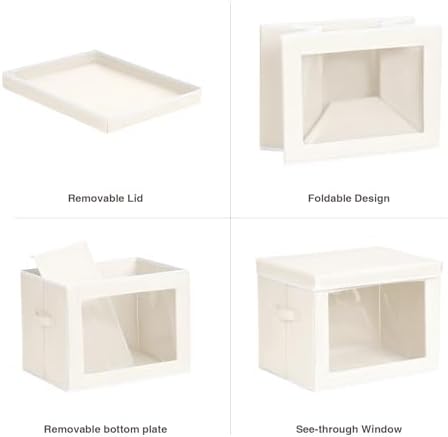 Homsorout Storage Bins with Lids, 3 Pack Large Storage Cubes with Window, Closet Bins with Lids & Handles, Fabric Box for Organizing Clothes, Towels, Books, Beige - Image 7