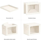 Homsorout Storage Bins with Lids, 3 Pack Large Storage Cubes with Window, Closet Bins with Lids & Handles, Fabric Box for Organizing Clothes, Towels, Books, Beige - Image 7