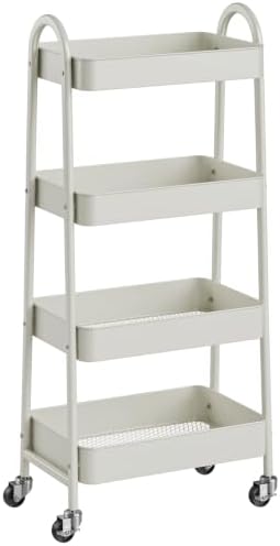 OLIXIS Metal 4 Tiers Rolling Storage Utility Cart with Lockable Wheels by OLIXIS
