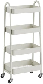 OLIXIS Metal 4 Tiers Rolling Storage Utility Cart with Lockable Wheels by OLIXIS