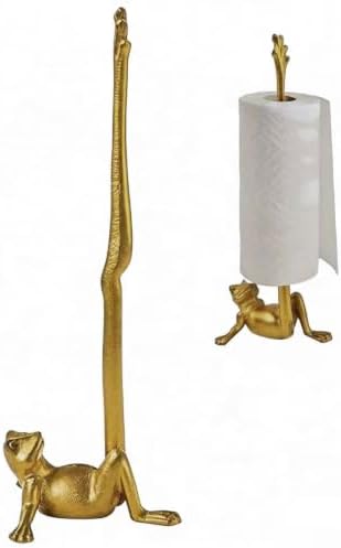 Gold Cast Iron Paper Towel Holder Countertop, Frog Leg Toilet Paper Holder Stand, Stable & Durable, Cute Funny Animal Rustic Decor Paper Roll Holder for Bathroom & Kitchen by Jeonz