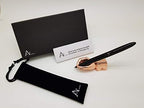 ACELY Executive Glossy Black Ball Point Pen with Hand Shape Pen Holder Metal Art Craft Paperweight for Desktop Organizer Pen Stand Decoration - Pen & Holder Set (Black & Rose Gold) - Image 4