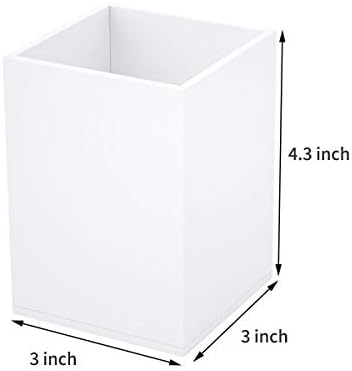 NIUBEE White Acrylic Pen Holder 4 Pack, Desktop Pencil Cup Stationery Organizer for Office Desk Accessory - Image 3