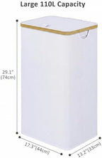 IEGrow Laundry Hamper with Lid,110L Laundry Basket with Mesh Bags,White - Image 3