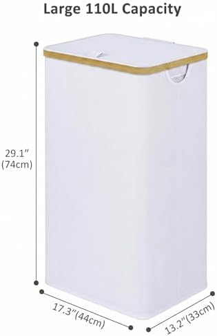 IEGrow Laundry Hamper with Lid,110L Laundry Basket with Mesh Bags,White - Image 3