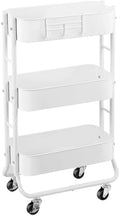 MAX Houser Slim 3-Tier Rolling Utility Cart with Extra Hook, White by MAXHouser