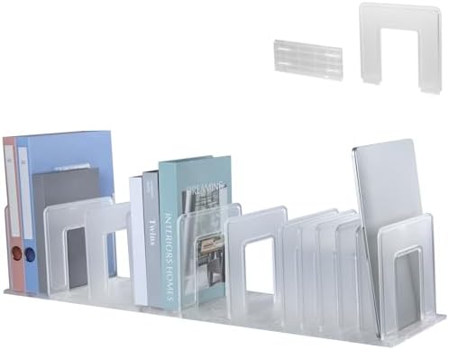 Translucent Frosted Adjustable Vertical File Sorter Sturdy Plastic Expandable Upright File Holder, Desktop Binder Organizer, School Office Book File Organizer, Assemble Easily Endlessly by LuluEasy