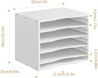 Bamjoy Bamboo 5 Tier Desktop Organizer, Paper Organizer Mail Sorter, File Holder Letter Document Storage with Adjustable Shelves for School Home Office, White - Image 3