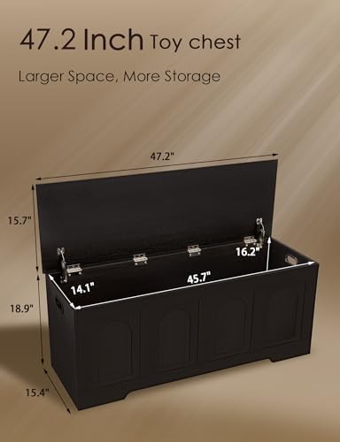 DINZI LVJ Storage Chest, Wooden Toy Box, Espresso 47.2" L - Image 3