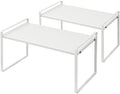 Nxconsu Stackable Cabinet Shelf Organizer 2 Pack, Standard Tall White by Nxconsu