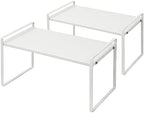 Nxconsu Stackable Cabinet Shelf Organizer 2 Pack, Standard Tall White by Nxconsu