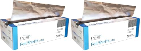 ForPro Embossed Pop-Up Foil Sheets 1200S, 12" Aluminium Foil Sheets, Pop-Up Dispenser, for Hair Color Application and Highlighting, Food Safe, 12" W x 10.75" L, 500-Count (Pack of 2) by ForProProfessionalCollection