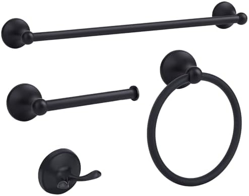 Classic Bathroom Hardware Accessories Set 4 Piece Black by Ntipox