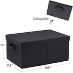 HOONEX Storage Bins with Lids for Organizing, Pack of 2, Storage Boxes with 2 Carrying Handles and Sturdy Heavy Cardboard, 16.5" L x 11.8" W x 7.5" H for Shoes, Books, Clothes, Black - Image 7