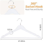 Amazon Basics Durable Wooden Clothes Hangers,White,(Pack of 80) - Image 2