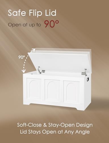 DINZI LVJ Storage Chest, Wooden Toy Box, White 39.4" L - Image 6