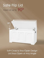 DINZI LVJ Storage Chest, Wooden Toy Box, White 39.4" L - Image 6