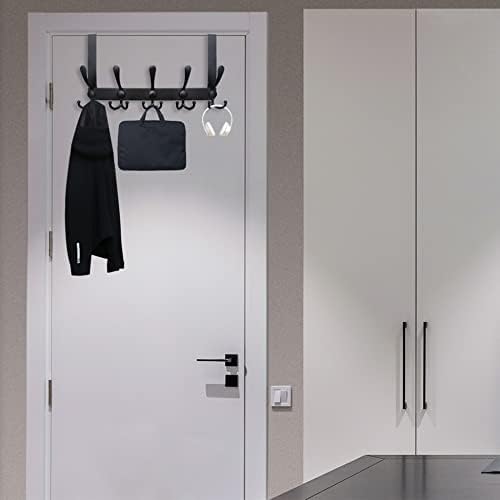 WEBI Over The Door Hook Door Hanger Hook Rack with 5 Tri Hooks for Hanging Coats, Door Towel Rack Door Coat Hanger Over Door Coat Rack for Behind Back of Bathroom,Black,2 Packs - Image 5