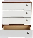 4-Tier Wooden Storage Cabinet, Dsmall File Cabinet, Office Supplies A4/Receipt File Organizer, Desk Storage Organizer With Lockable Drawers, Home Office Storage Cabinet,Walnut+White40*28*40.5Cm - Image 6
