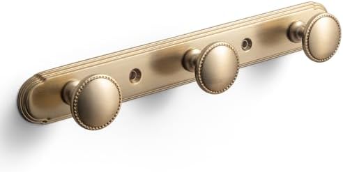 Goo-Ki Champagne Bronze Coat Rack Wall Mount with Orbit Rim Backplate, Modern Heavy Duty Zinc Alloy Coat Hooks, Soft Gold Hat and Towel Hanger Rail for Entryway, Bathroom and Mudroom (3 Hooks) by Home