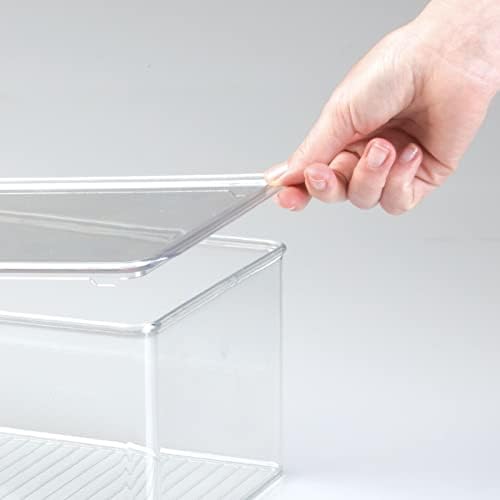 mDesign Stackable Plastic Closet Storage Container Bin Box with Hinge Lid for Organizing Shoes, Booties, Pumps, Sandals, Wedges, Flats, Heels - Lumiere Collection - 4 Pack - Clear - Image 7