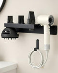 Hair Dryer Holder Wall Mount for Dyson, Blow Dryer Holder Compatible with Dyson Accessories, Stainless Steel Hair Dryer Stand Holds Up to 5 Attachments, Bathroom, Black by BANJEKT