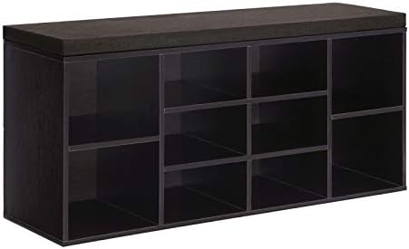 VASAGLE Shoe Bench with Cushion, 10 Compartments, 11.8 x 40.9 x 18.9 Inches by VASAGLEbySONGMICSHOME