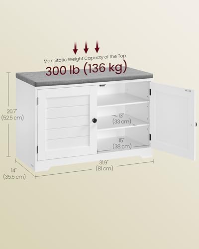 VASAGLE 3-Tier Shoe Storage Bench with Cushion, 14 x 31.9 x 20.7 Inches - Image 3