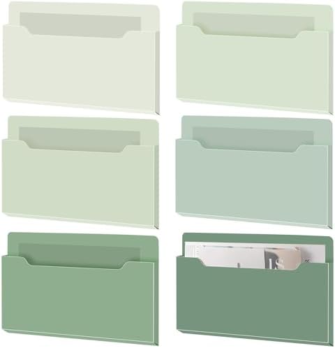 Fuutreo Magnetic Wall File Holder,6pcs,Sage Green,Horizontal-large by Fuutreo