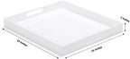 White Acrylic Ottoman Tray with Cutout Handles 24x24 Inch Over-Sized Serving Tray Rubber Boot Organizer Decorative Tray for Living Room, Bedroom,Bathroom Entryway and Kitchen Tabletop - Image 2